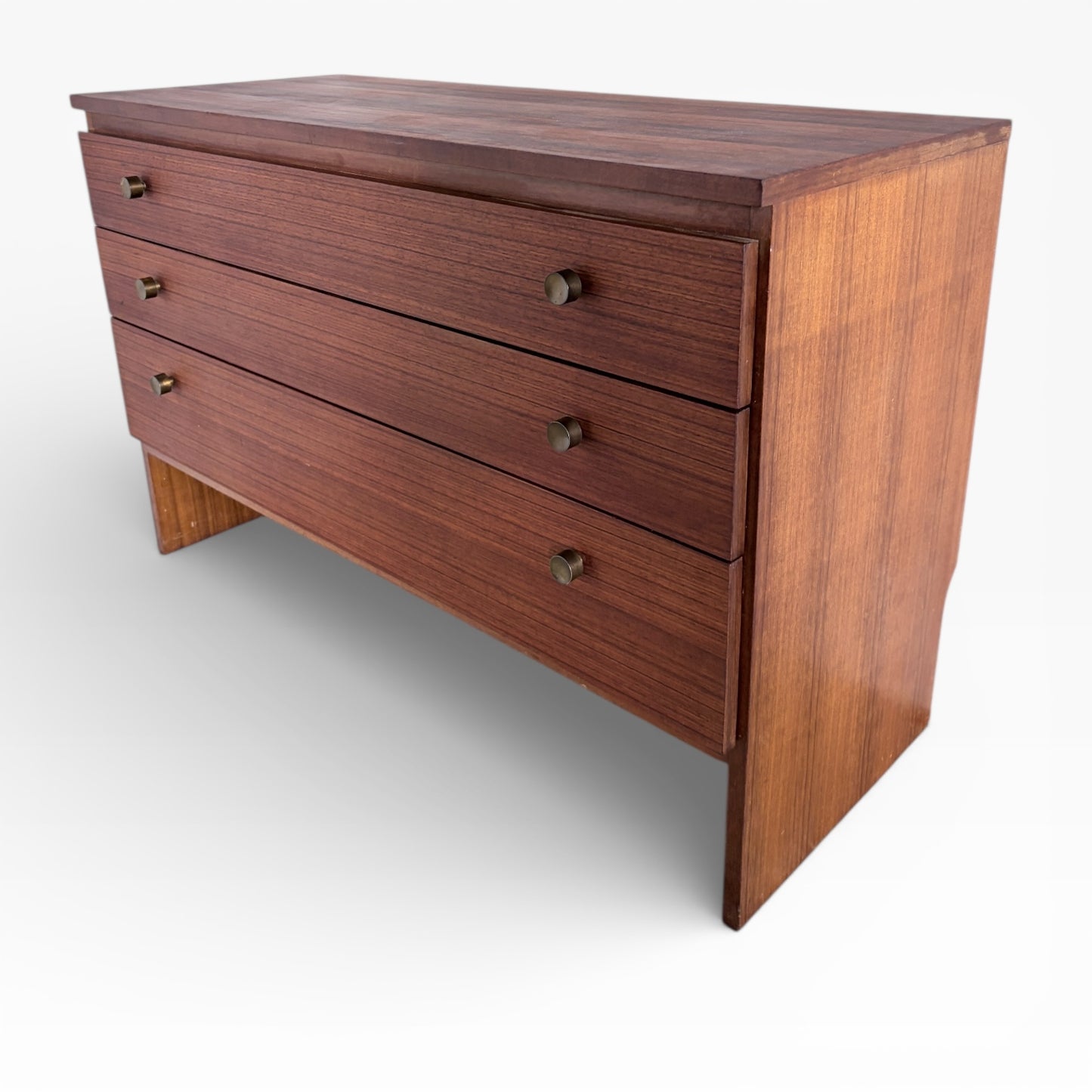 Mid-Century Teak Dresser | Vintage Meredew Chest with Brass Drawer Pulls