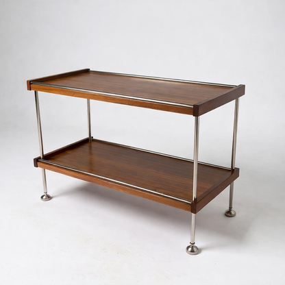 Vintage Teak & Chrome Drinks Cart / Bar Trolley