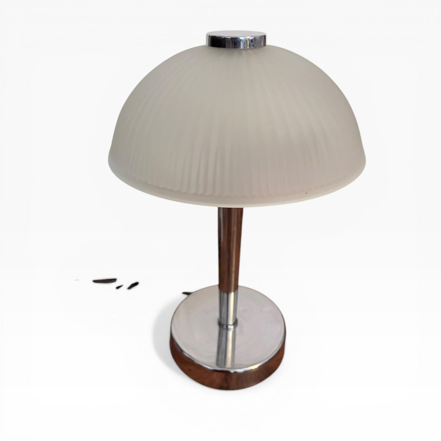 Vintage Chrome & Frosted Glass Mushroom Table Lamp – Mid Century — view 3