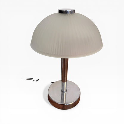 Vintage Chrome & Frosted Glass Mushroom Table Lamp – Mid Century — view 3