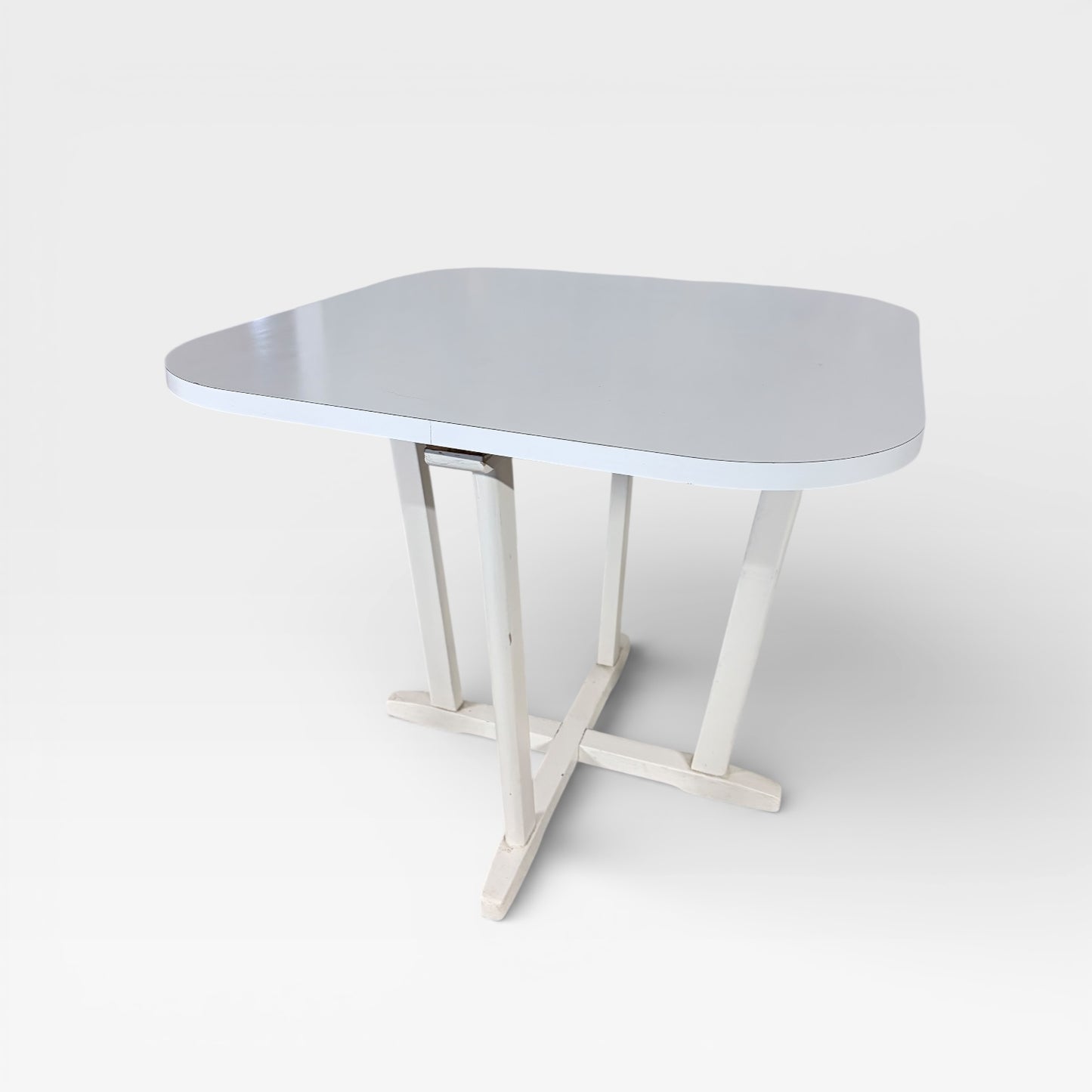 Vintage Thonet Nesting Dining Table with Four Chairs – White Bentwood, Mid-Century Design — view 7