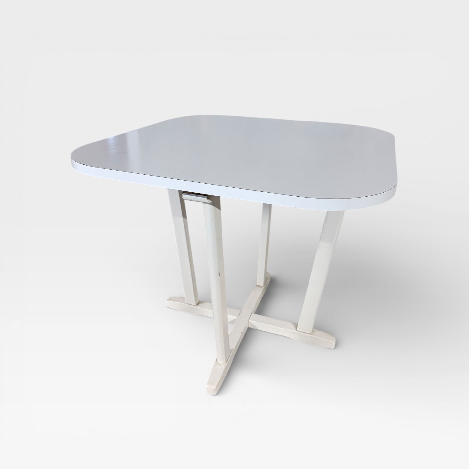 Vintage Thonet Nesting Dining Table with Four Chairs – White Bentwood, Mid-Century Design — view 7