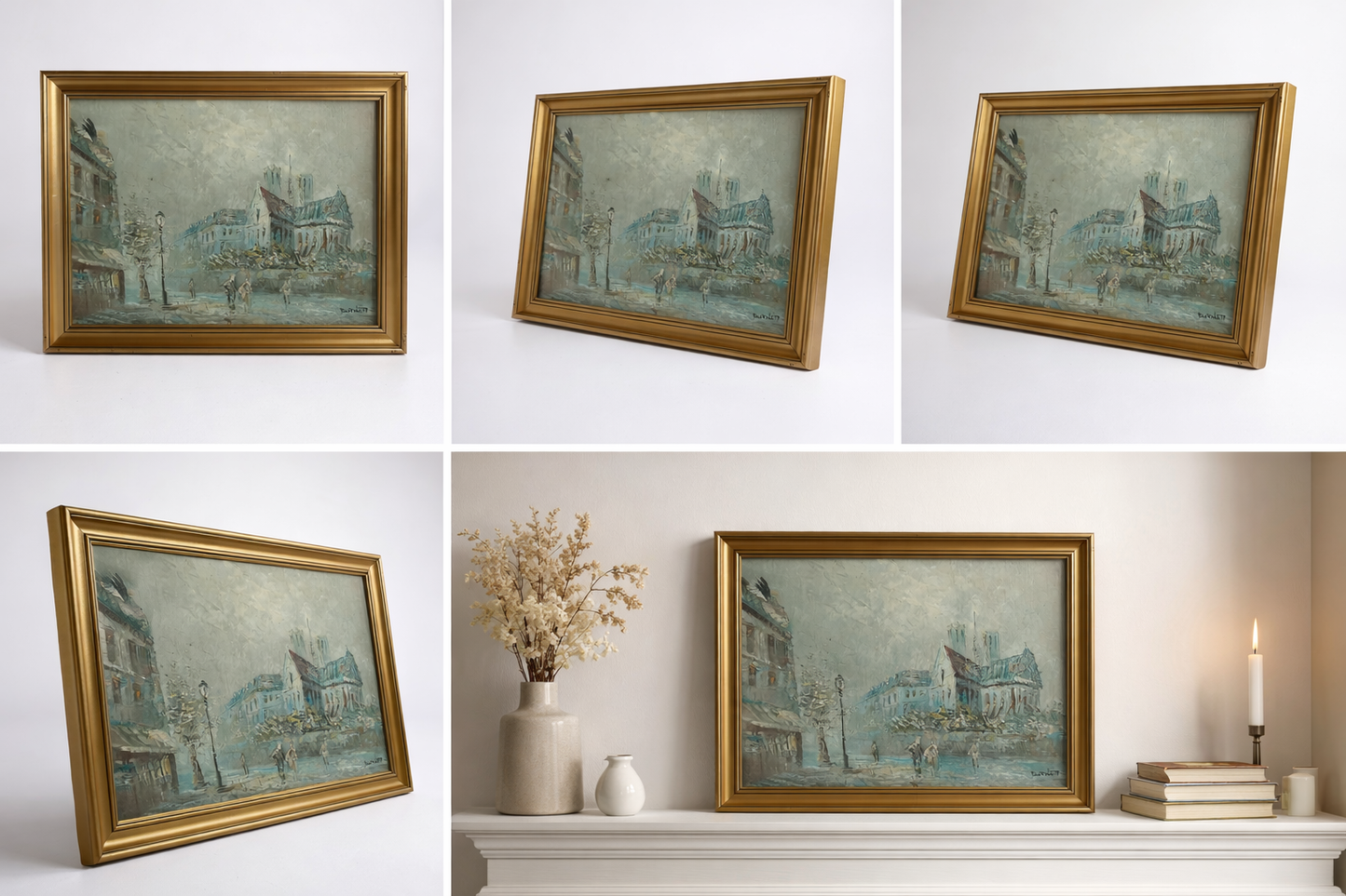 Signed Caroline Burnett Parisian Street Scene Oil Painting
