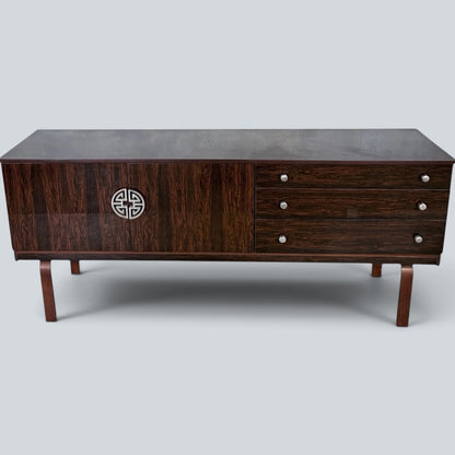 Mid Century Schreiber Rosewood Effect Formica Sideboard Cabinet