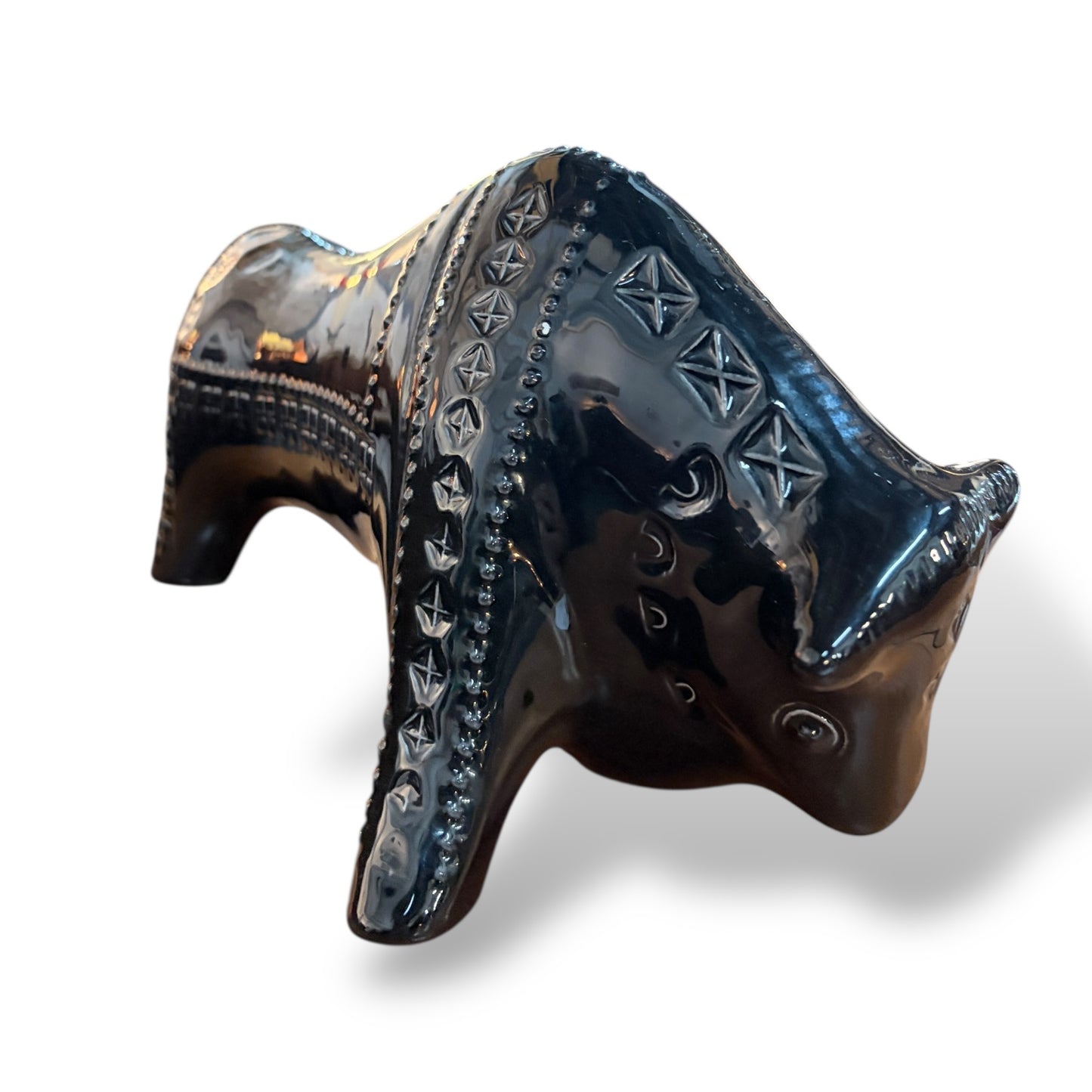 Bitossi Black Ceramic Bull Sculpture – Mid-Century Italian Design — view 7