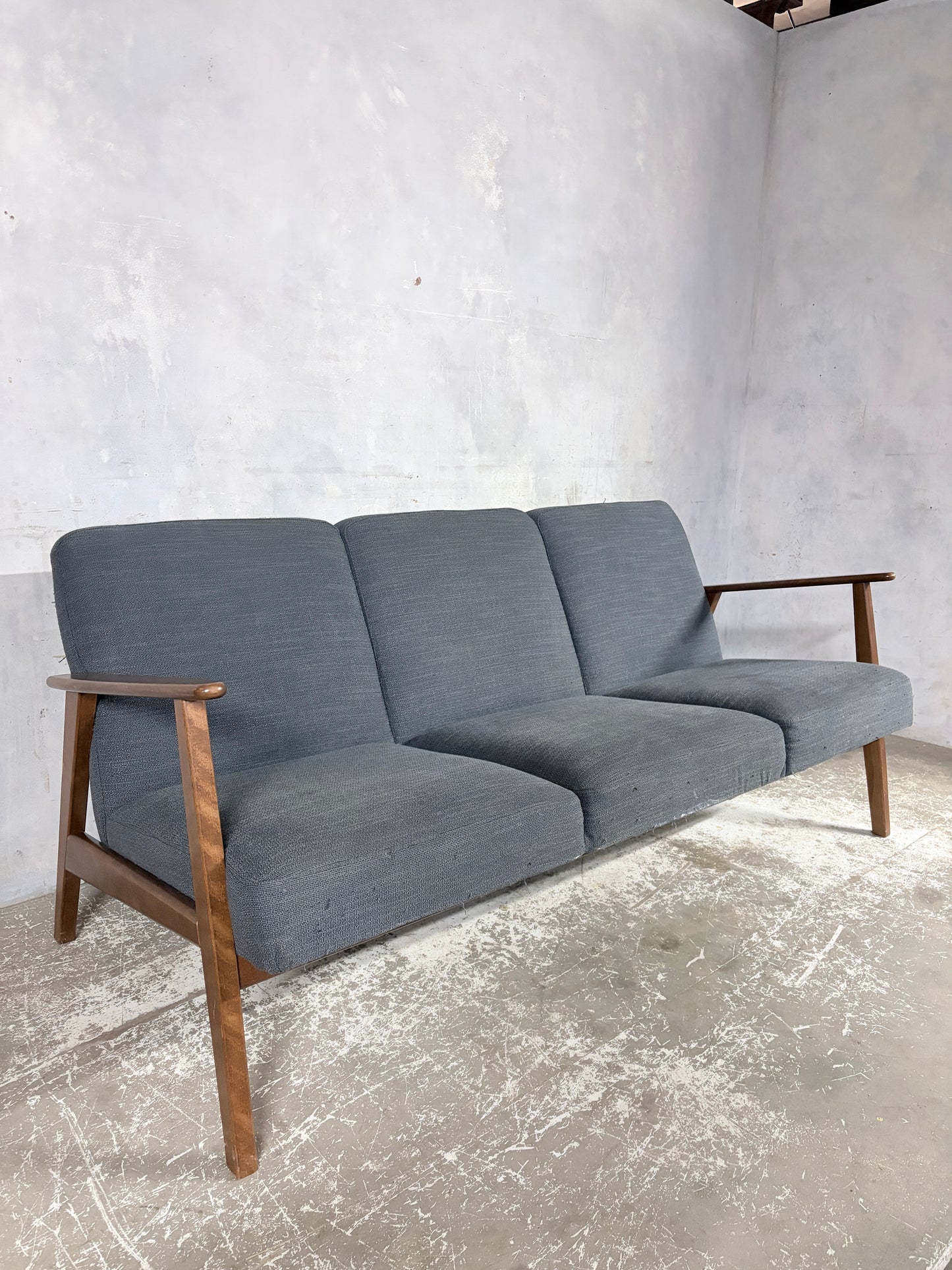 Vintage 1990s IKEA Teak Three-Seater Sofa – Scandinavian Lounge Sofa