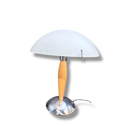 Vintage IKEA Teak, Chrome & Frosted Glass Table Lamp – Mid Century — view 8