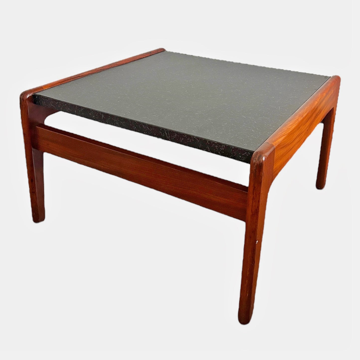 Mid Century Modern Guy Rogers Black Formica and Teak Coffee Table