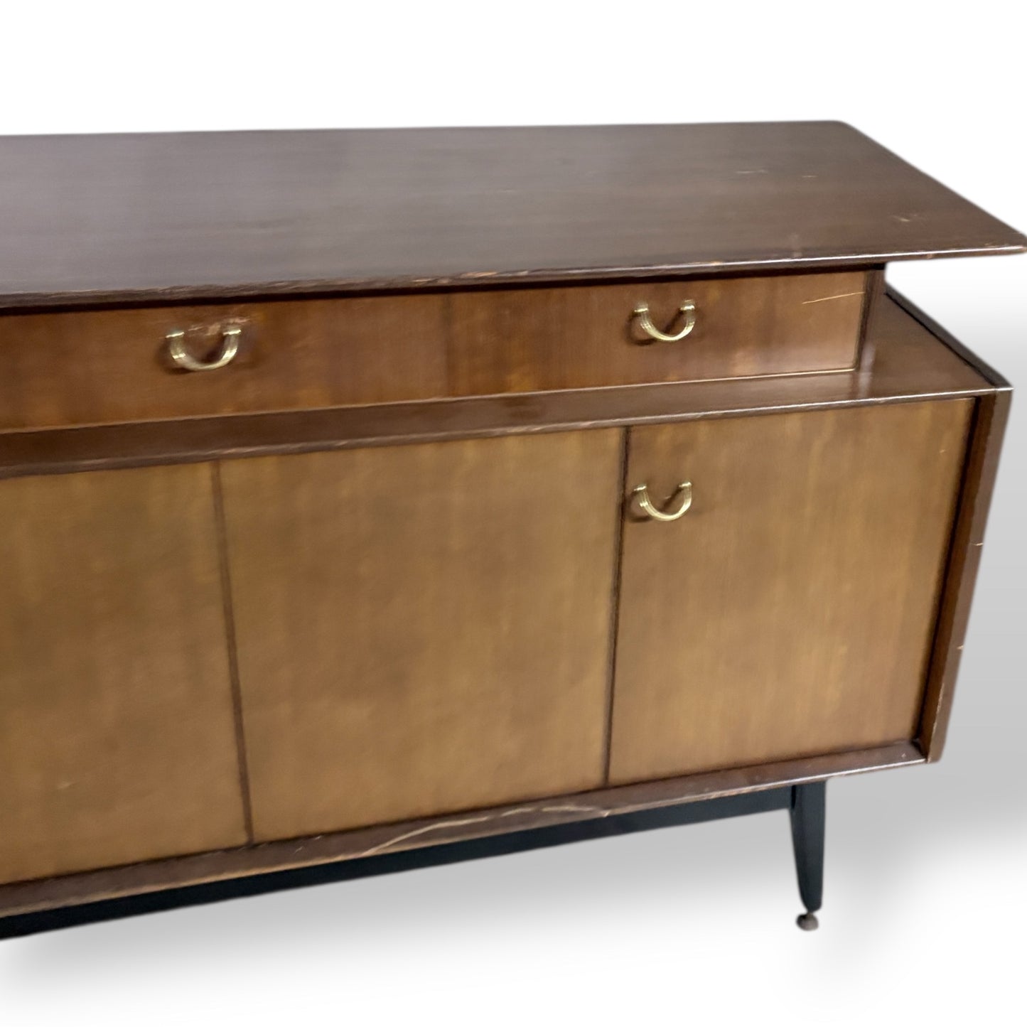 G Plan Sideboard | Mid Century Teak Wood Sideboard With Brass Handles & Storage
