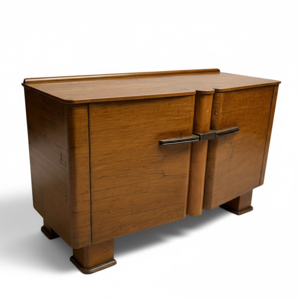 Art Deco Sideboard – Walnut Drinks Cabinet With Bakelite Handles | Vintage 1930s Bar — view 2
