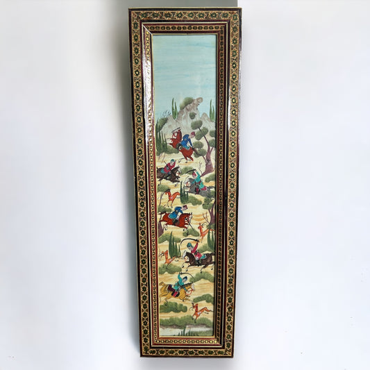 Vintage 1950s Persian Khatam Mosaic Watercolour painting