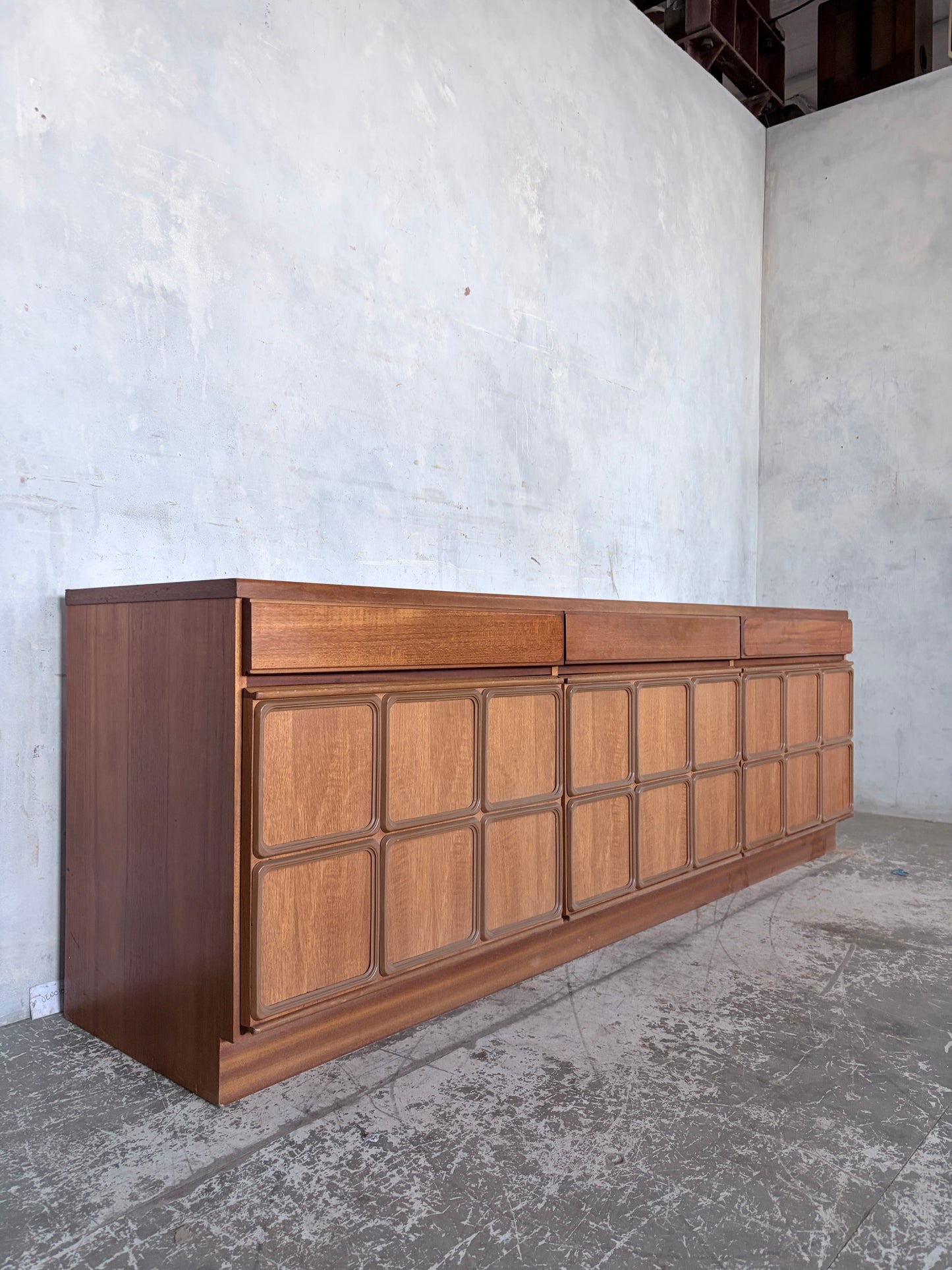 McIntosh Mid Century Teak Sideboard – Panel Front Long Low Cabinet