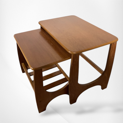 Mid Century Side Tables – Danish Nesting Two Piece Table Set with Curved Legs