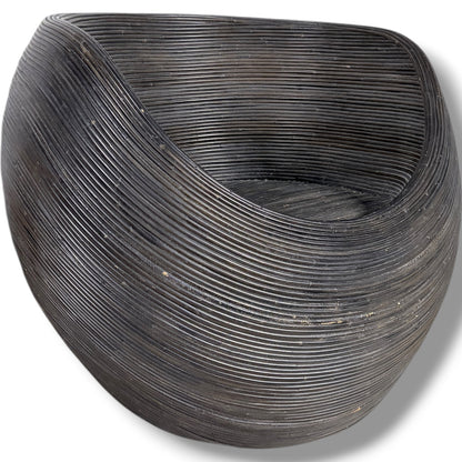 Vintage Rattan Egg Chair – Sculptural Hand-Woven Lounge Seat With Dark Finish
