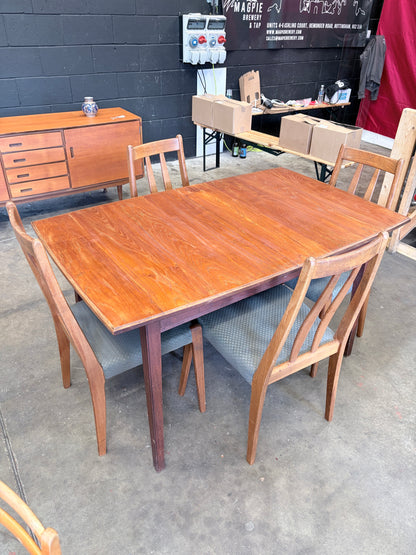Mid Century Gordon Russell Dining Table & Drylund Danish Teak Chairs Set