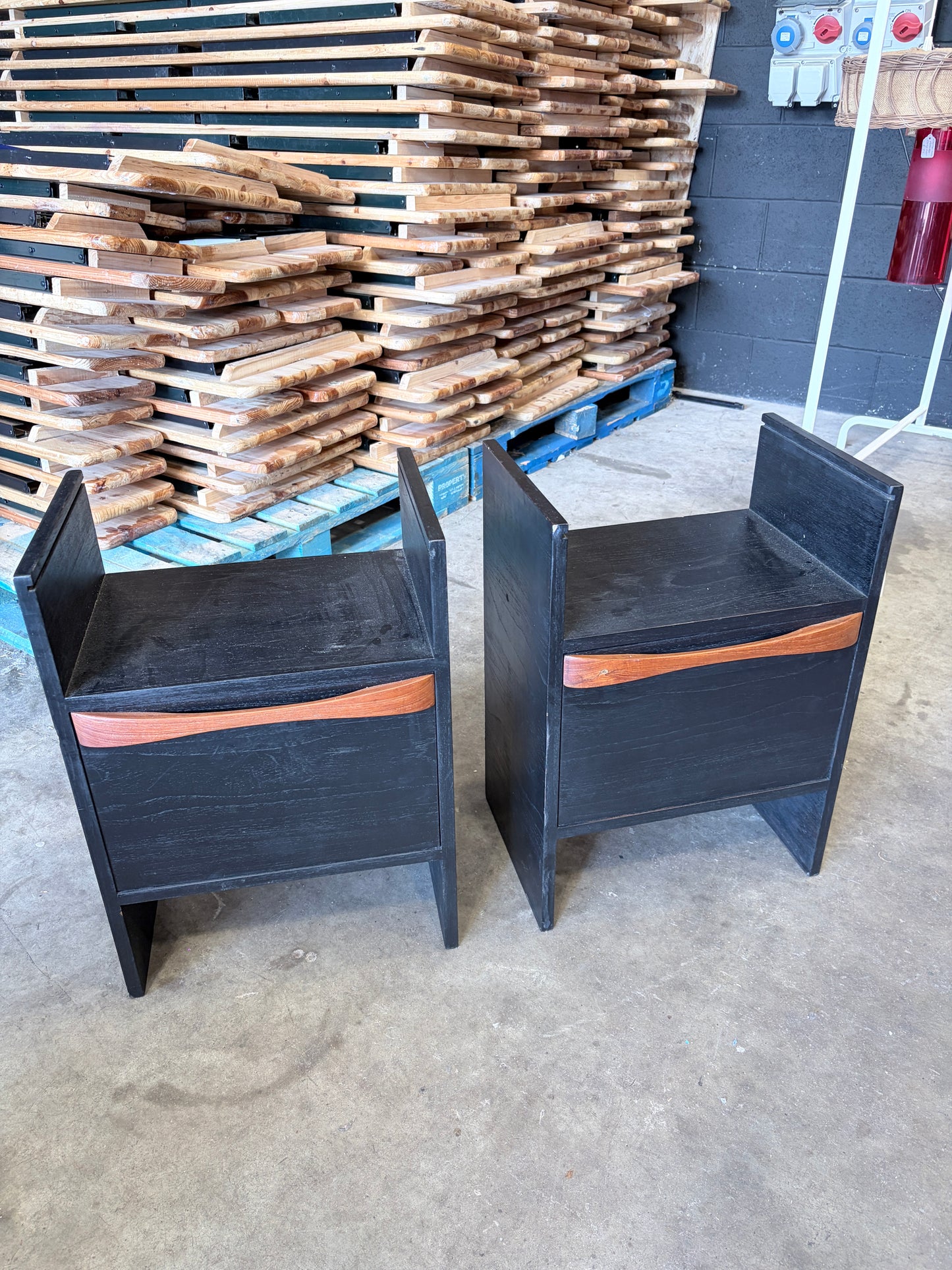 Pair of Compact Vintage Mid Century Bedside Cabinets