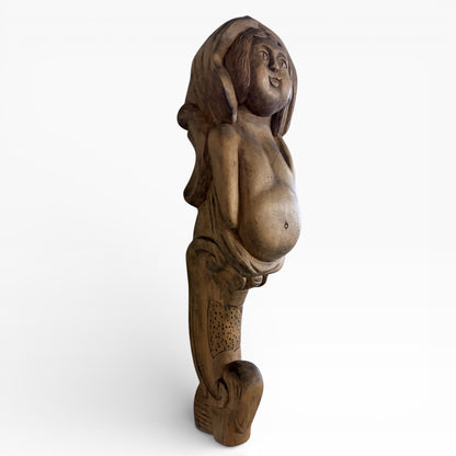 Antique Hand-Carved Wooden Mermaid Wall Sculpture