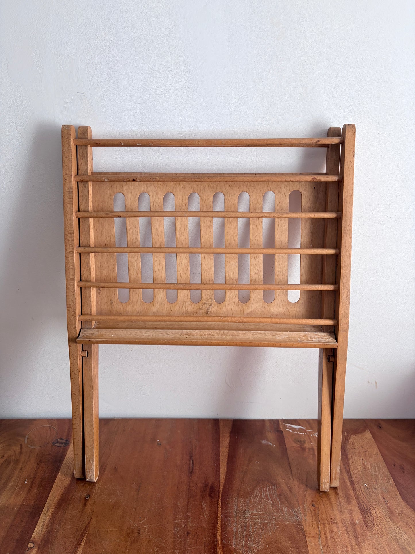 Mid Century Dutch Beech Folding Magazine Rack by Cees Braakman