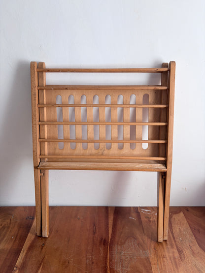 Mid Century Dutch Beech Folding Magazine Rack by Cees Braakman