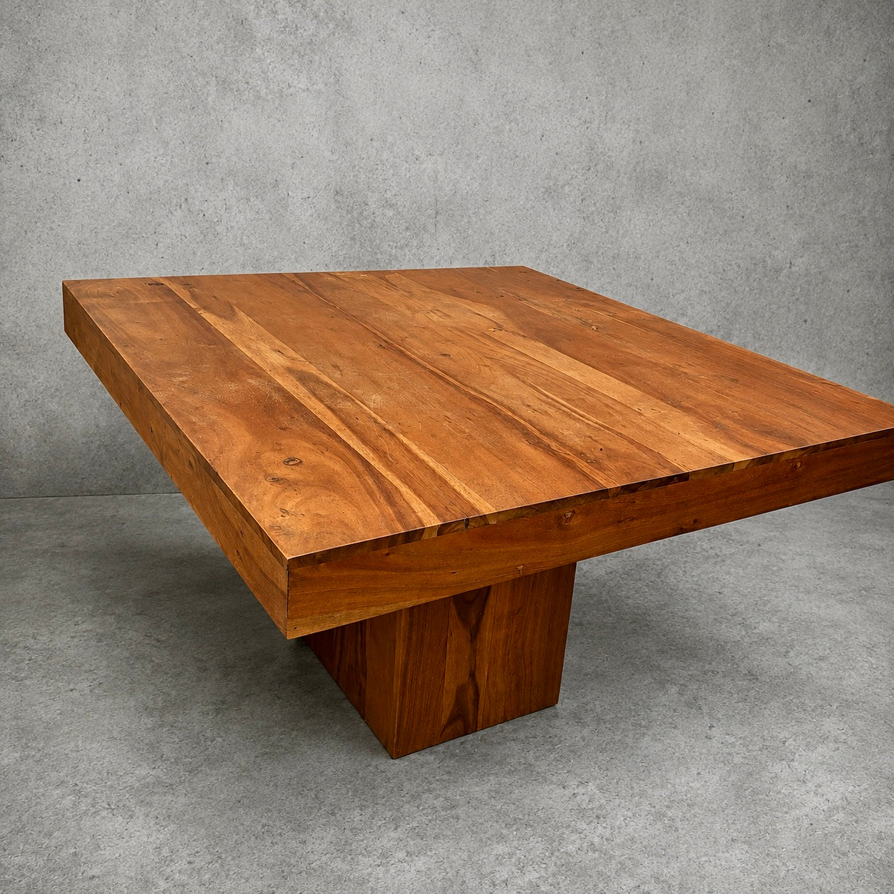 Vintage Solid Mango Wood Square Pedestal Dining Table