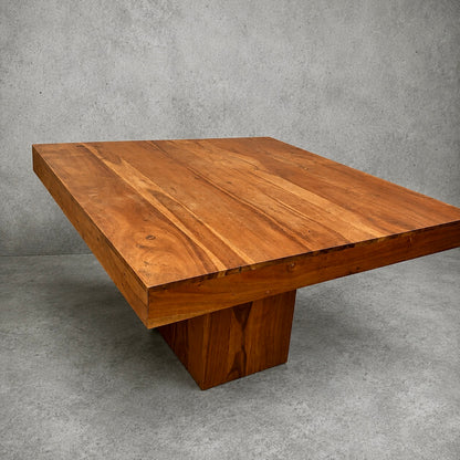 Vintage Solid Mango Wood Square Pedestal Dining Table