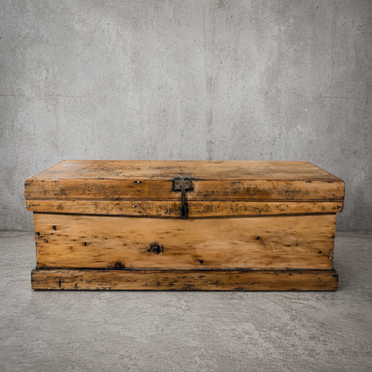 Antique Rustic Solid Pine Carpenter’s Tool Chest / Storage Box