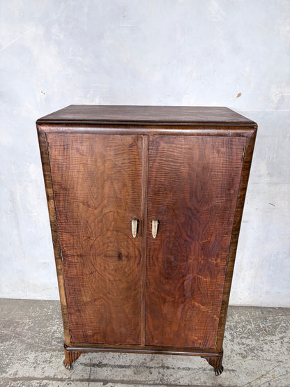Art Deco Burr Walnut Compact Antique Wardrobe