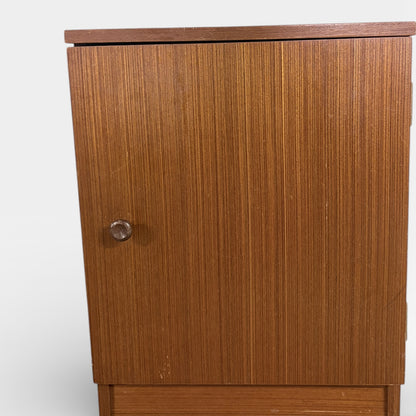 Vintage Teak Bedside Cabinet – Mid-Century Nightstand with Single Cupboard Shelf