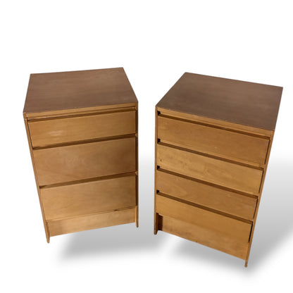 Vintage Charter Furniture Blonde Oak Bedside Cabinets – Mismatched Pair