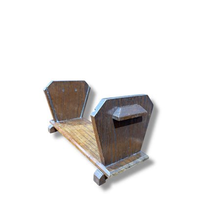 Arts & Crafts Solid Oak Book Trough | Antique Wooden Book Stand & Display — view 7