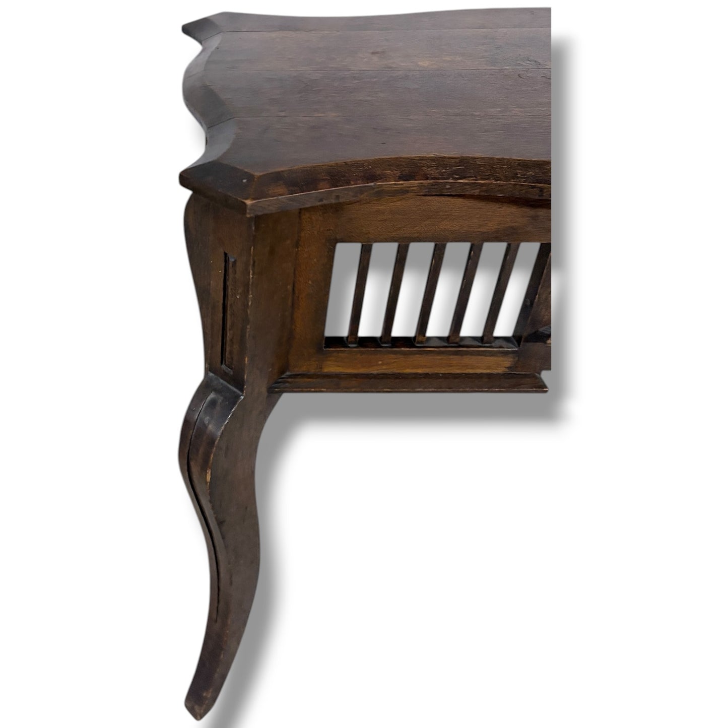 Victorian Side Table – Antique Hall Table With Slatted Side Panels & Cabriole Legs