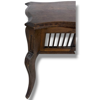 Victorian Side Table – Antique Hall Table With Slatted Side Panels & Cabriole Legs