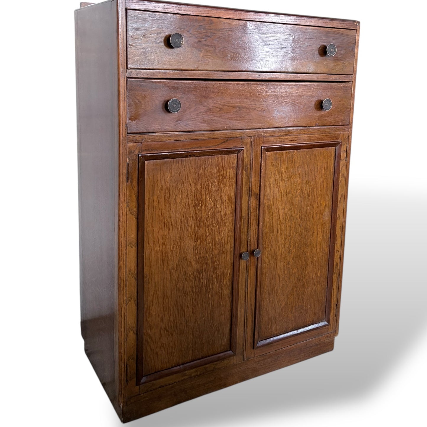 Vintage Arts and Crafts Oak Pantry Cabinet with Drawers