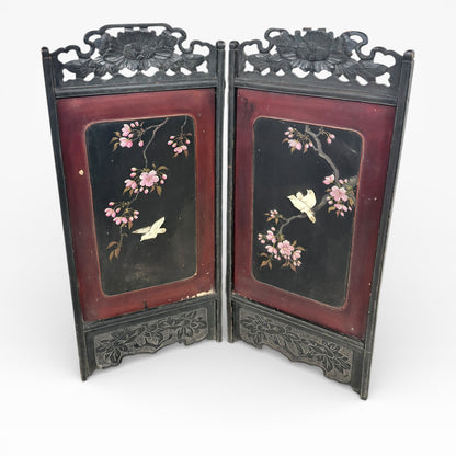 Antique Chinese Mother of Pearl Folding Screen