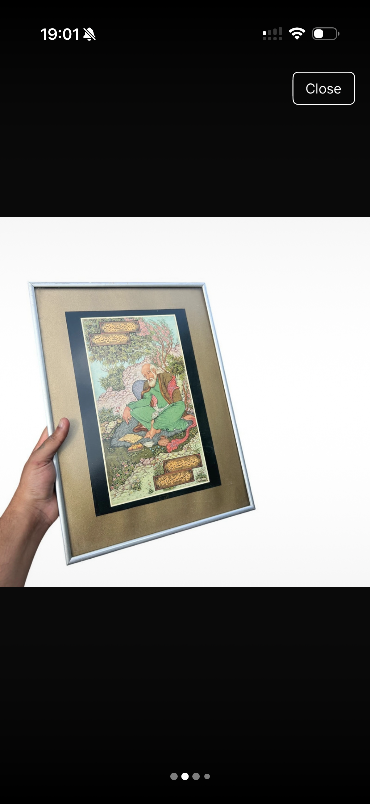Framed Persian Miniature Art Print – Vintage Middle Eastern Scholar Illustration