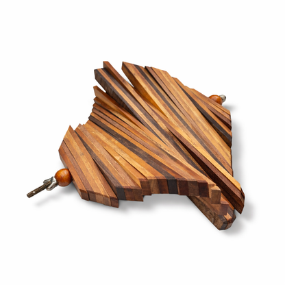 Teak & Oak Helix Sculpture – Handcrafted Wooden Art Piece