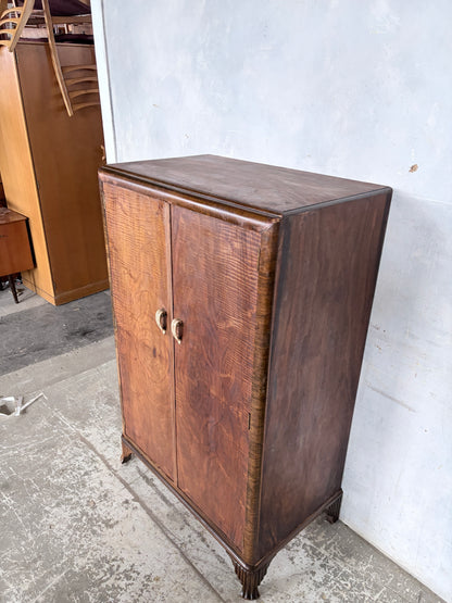 Art Deco Burr Walnut Compact Antique Wardrobe