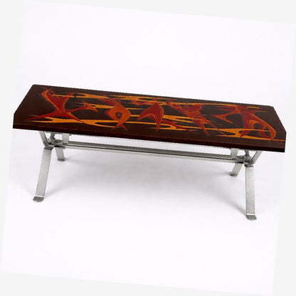 Mid Century Space Age Flames Tabletop & Chrome Coffee Table
