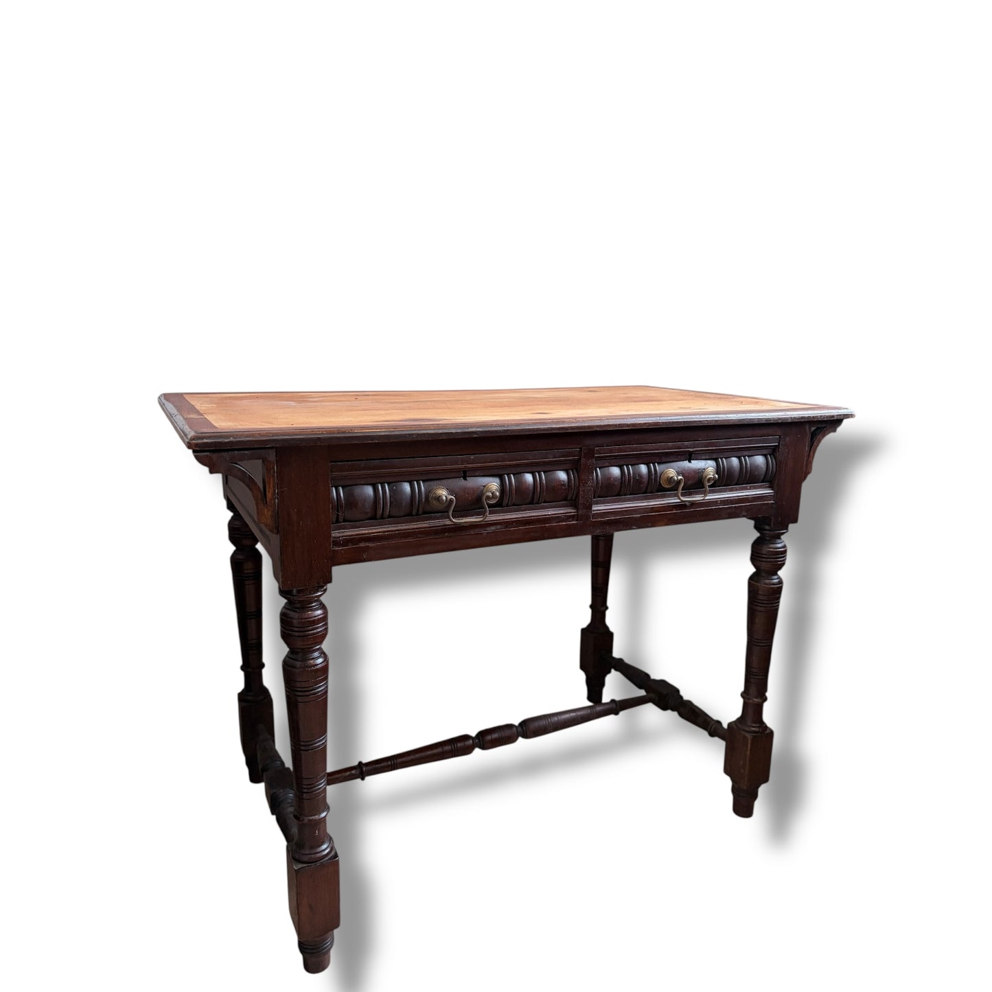 Mahogany, Pine & Oak Console Table with Two Drawers