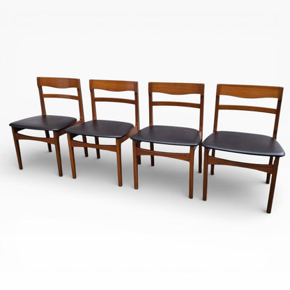 Nathan Teak Dining Chairs with Black Vinyl Seats – Set of Four — view 4