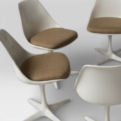 Arkana Tulip Chairs – Set of Six Mid Century Dining Room Chairs with Upholstered Seats