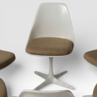 Arkana Tulip Chairs – Set of Six Mid Century Dining Room Chairs with Upholstered Seats
