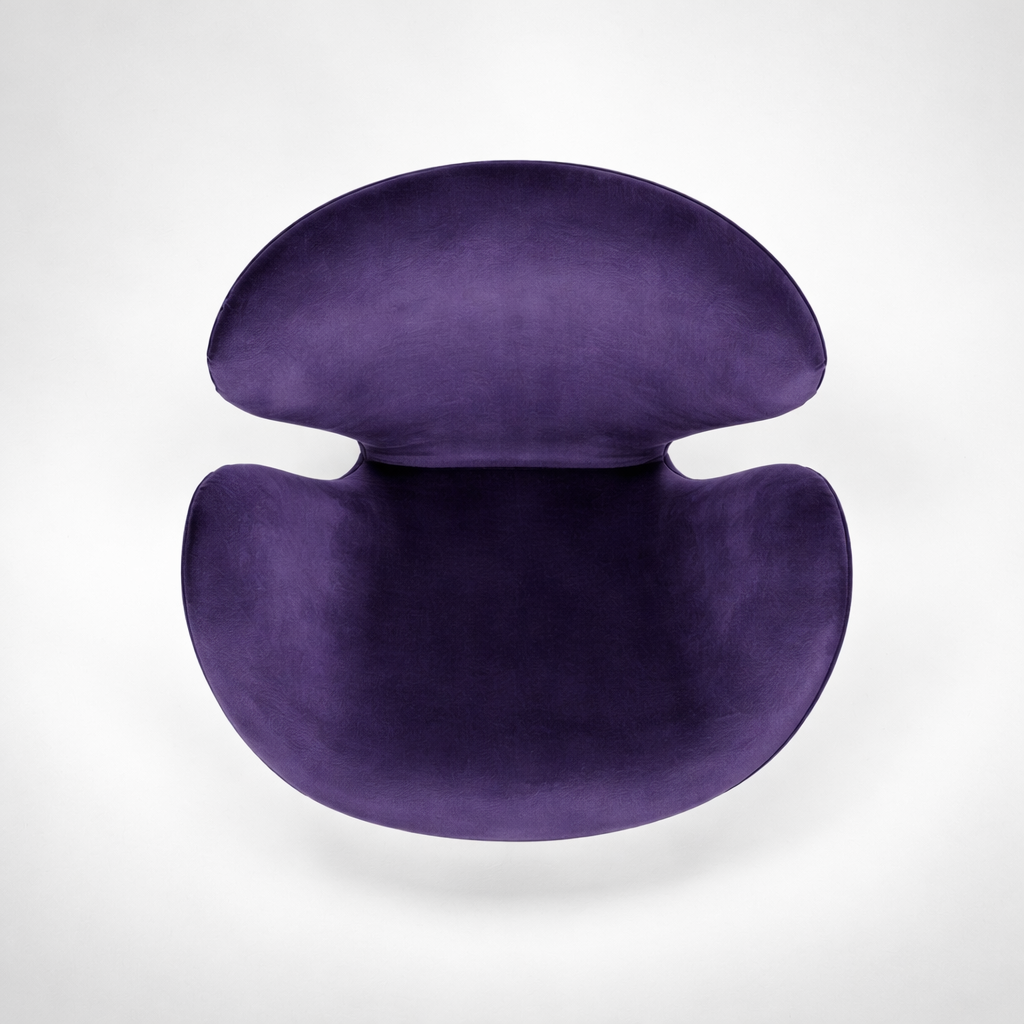 Mid Century Purple Swivel Lounge Chair with Chrome Base