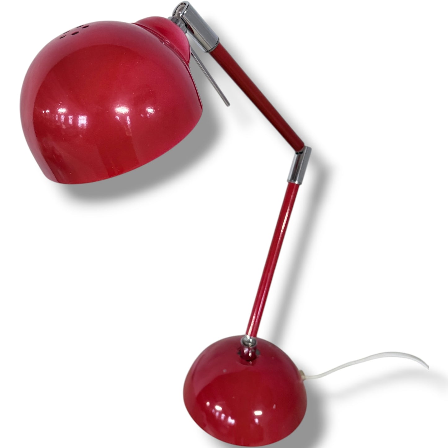 Vintage Desk Lamp - Adjustable Red Mid Century Modern Task Light with Chrome Joints