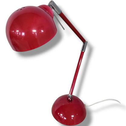 Vintage Desk Lamp - Adjustable Red Mid Century Modern Task Light with Chrome Joints
