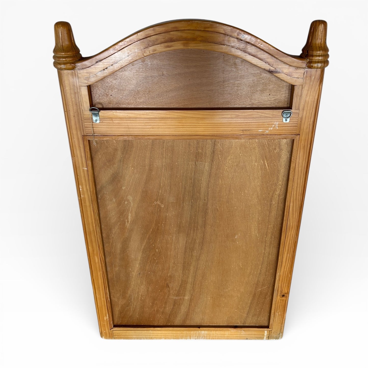 Antique Farmhouse Mirror – Large English Pine Rustic Wall Mirror with Arched Wicker Panel