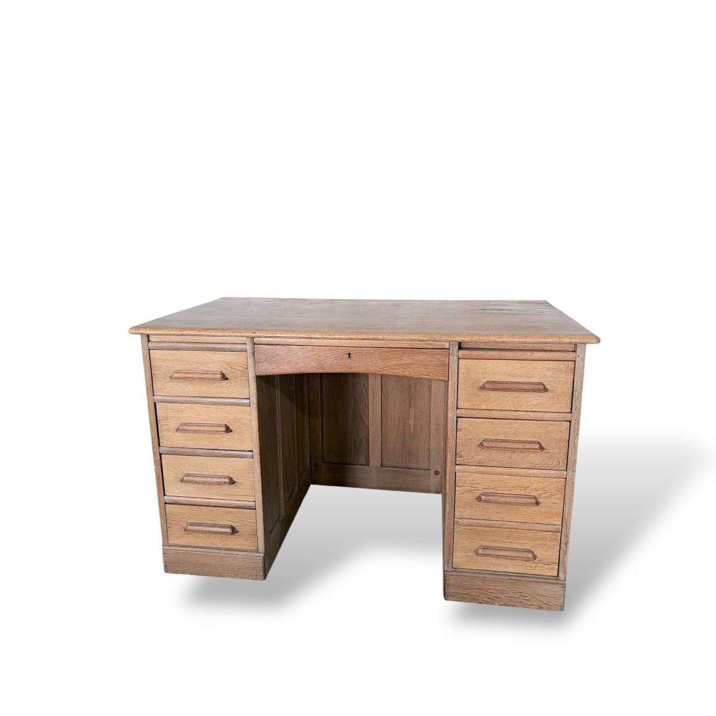 Vintage Pine & Oak Twin Pedestal Desk – 8 Drawer Writing Desk