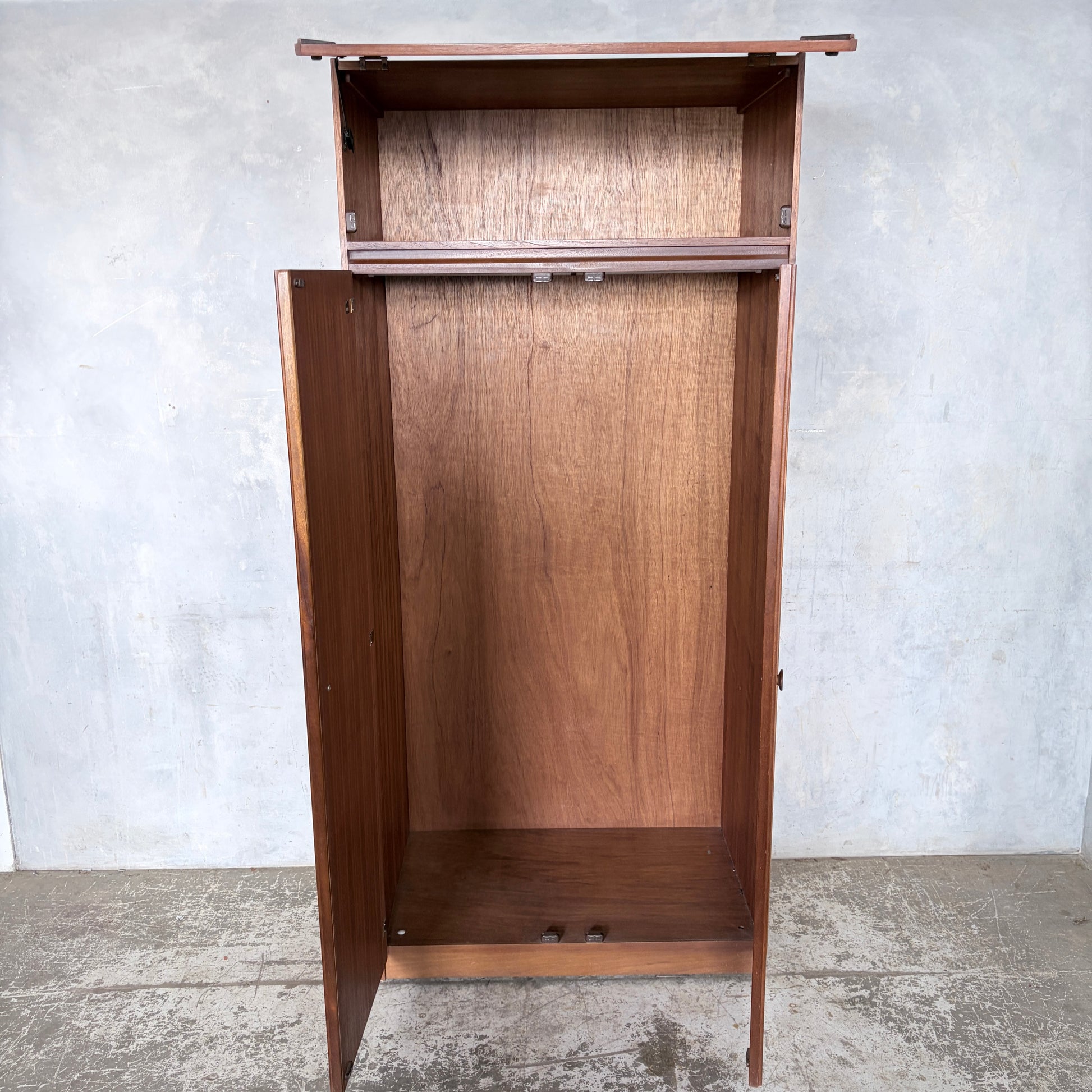 Mid Century Meredew Teak Double Wardrobe | Vintage British Bedroom Wardrobe
