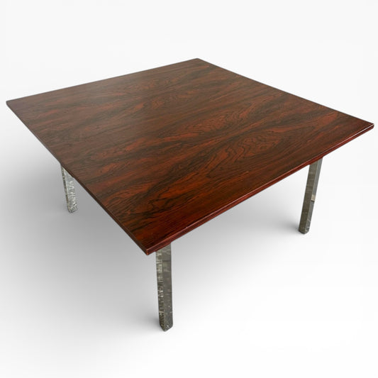 Vintage Coffee Table – Rosewood Top With Chrome Legs | Mid Century Square Low Table
