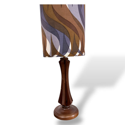 Vintage Teak Table Lamp with Elizabeth Armstrong Sigma Fabric for Hull Traders by Lightfandango